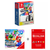 Nintendo Switch OLED + Super Mario Bros. Wonder + 12-Months Nintendo Switch Online