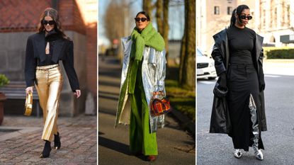 Metallic trend spotted on fashion week street style