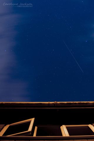 Skywatcher Carolyne Jackson of Woking, Surrey in England snapped this amazing photo of a Perseid meteor from her backyard during the peak of the 2011 Perseid meteor shower on Aug. 12, 2011.