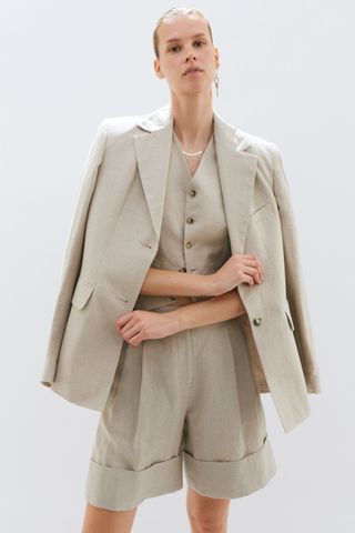 Women's Linen Single Breasted Jacket | Laura Pitharas