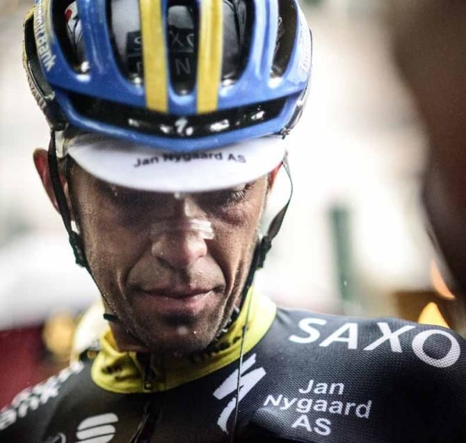 Alberto Contador has a quiet moment amid the crazy throngs following the conclusion of a thrilling Il Lombardia