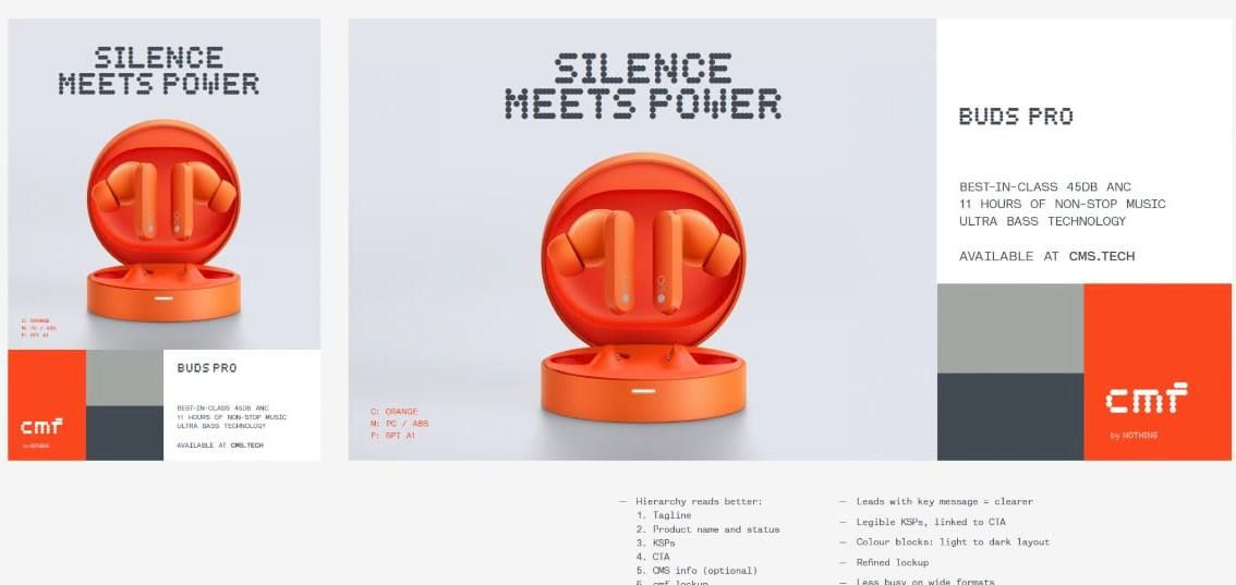 CMF by Nothing earbuds in an orange colorway