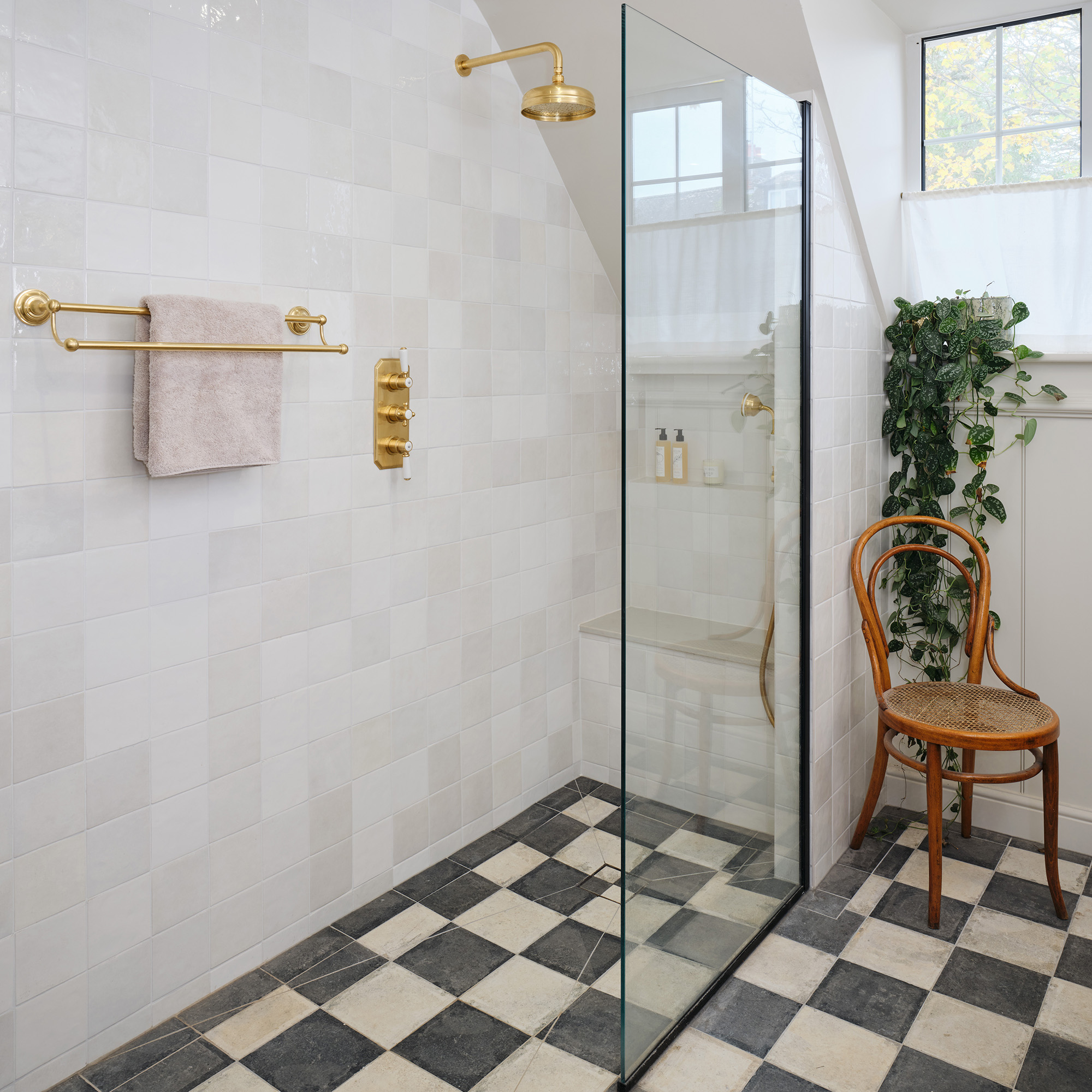 BC designs wet room with checked floor