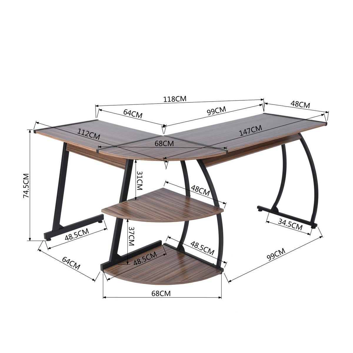 FurnitureR KANTE desk showing dimensions