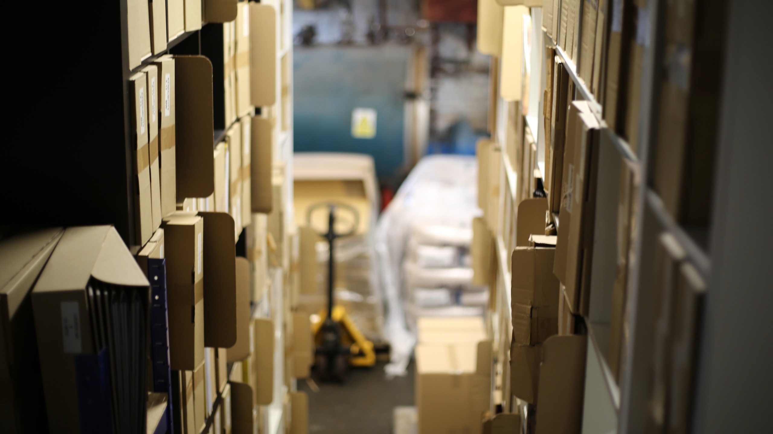 Boxes of illegally produced LPs seized by police at a warehouse in Acton, west London.