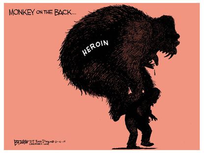 Editorial cartoon drugs heroine Philip Seymour Hoffman