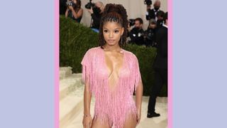 Halle Bailey attends The 2021 Met Gala Celebrating In America: A Lexicon Of Fashion at Metropolitan Museum of Art on September 13, 2021 in New York City.