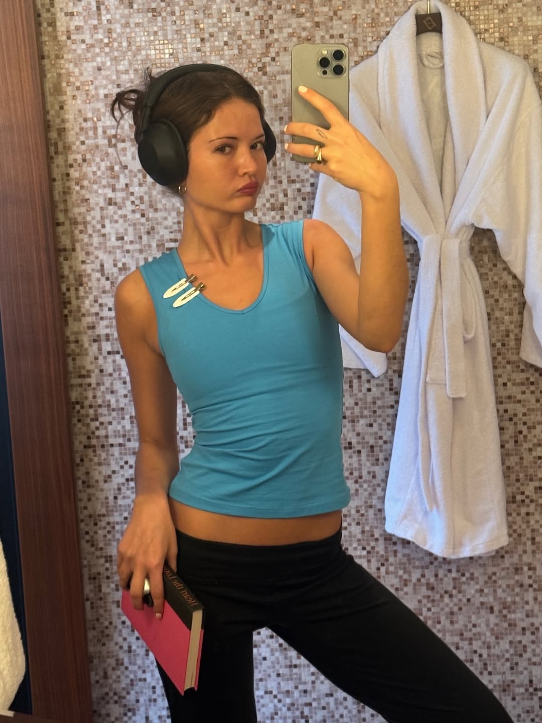 Ruby Lyn in a v-neck tank