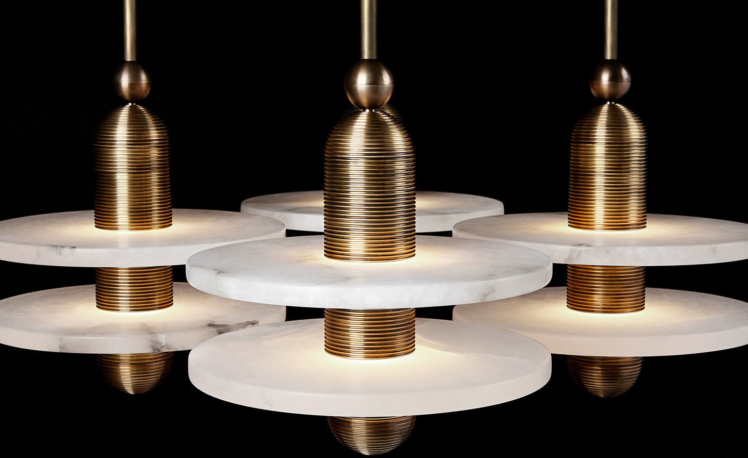 Light fixture made of brass and marble