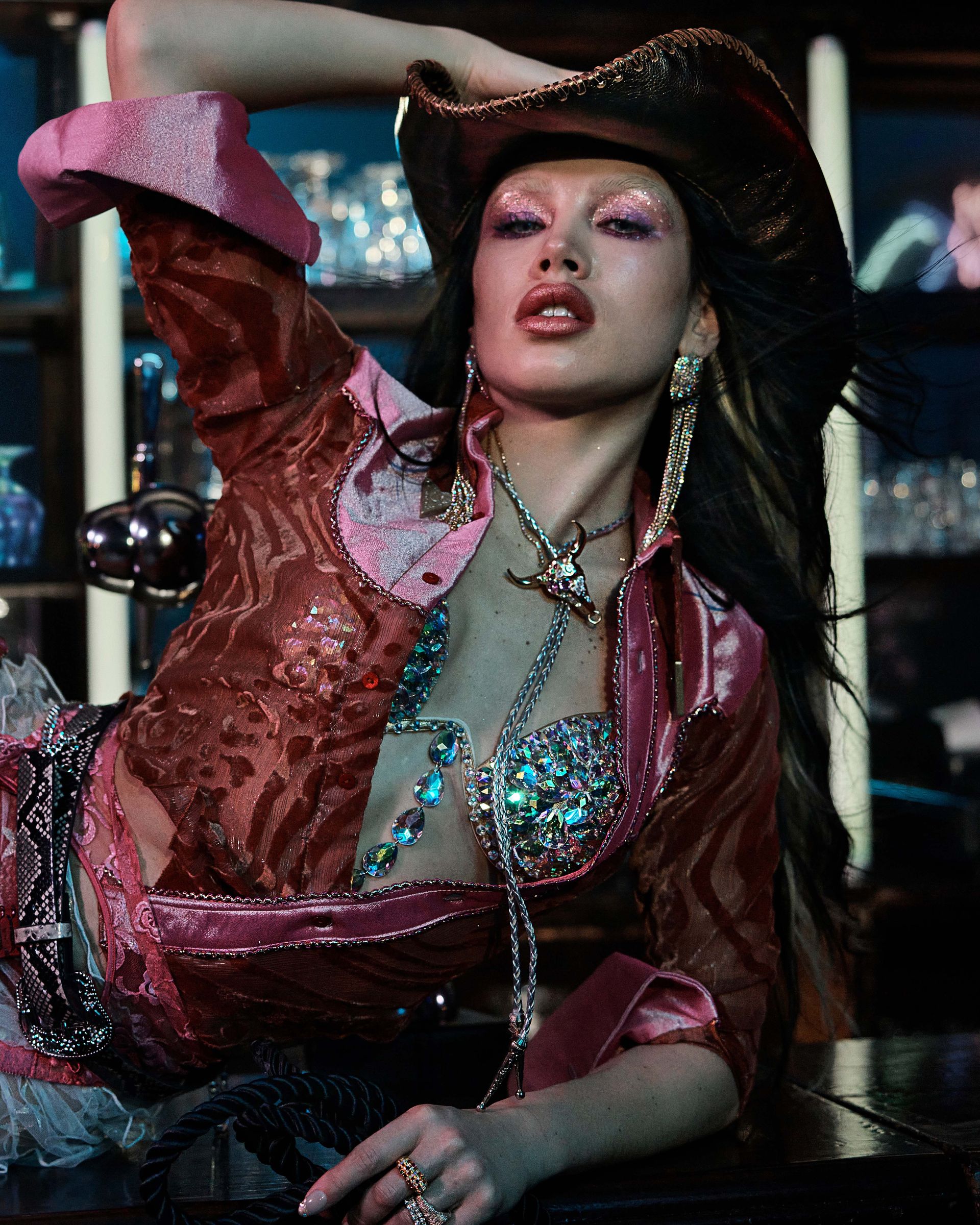 Isamaya Ffrench Wild Star makeup line campaign shot by Steven Klein showing Isamaya Ffrench as cowgirl
