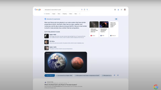 A screenshot from Google's announcement video of its new AI-aided search results