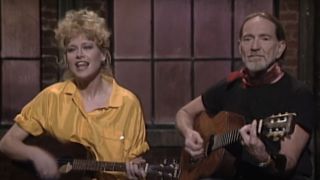 Victoria Jackson and Willie Nelson performing together on SNL