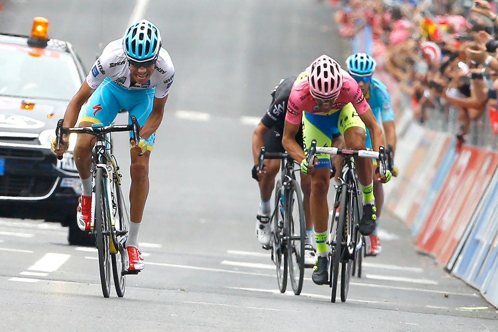 Fabio Aru (Astana) sprints for the line