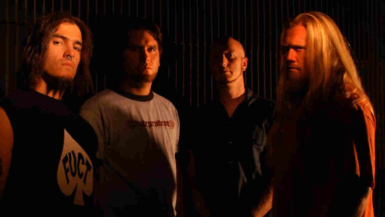 Machine Head posing for a photograph in 2006