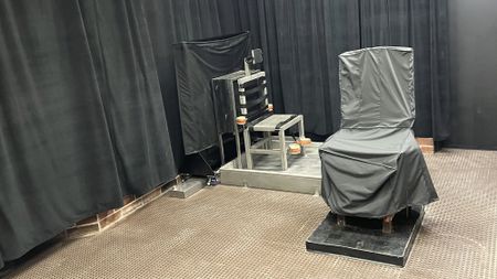 Death chamber in Columbia, S.C., including the electric chair, right, and a firing squad chair, left.