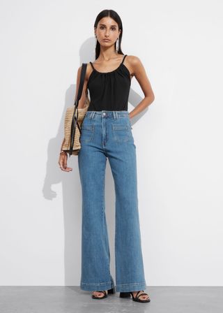 Patch-Pocket Bootcut Jeans