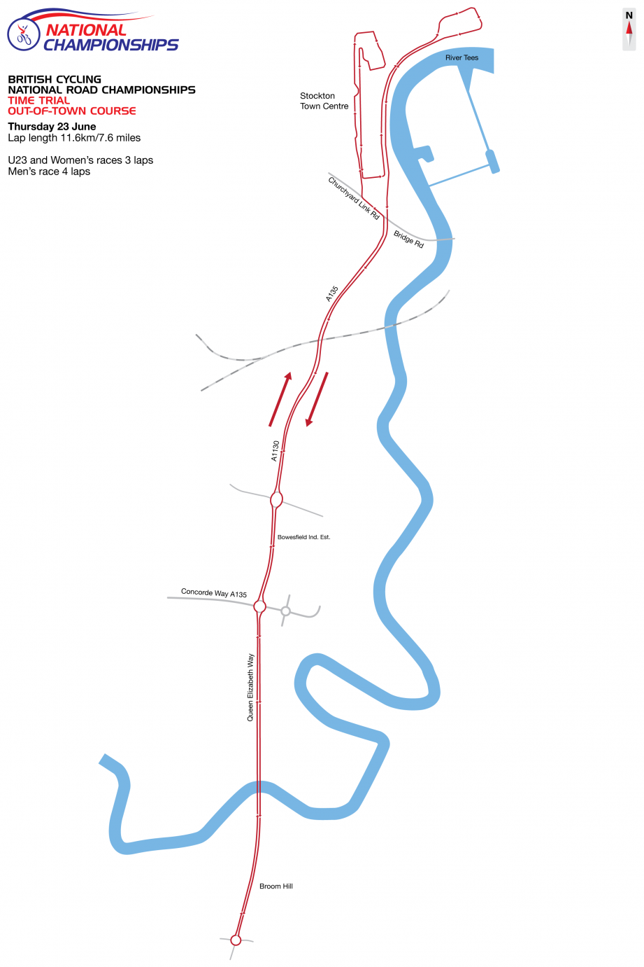 The map of the out of town TT loop of the 2016 British national road race championships