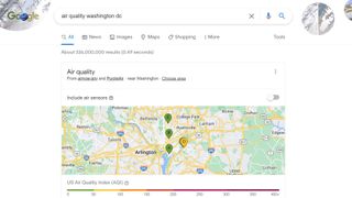 A screengrab of the latest Google air quality feature
