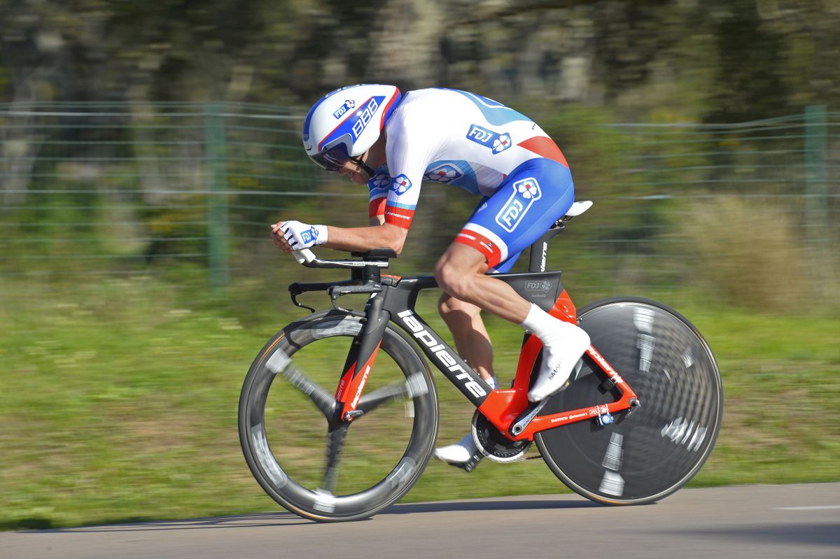 Thibaut Pinot (FDJ) powering back to the finish line for the victory