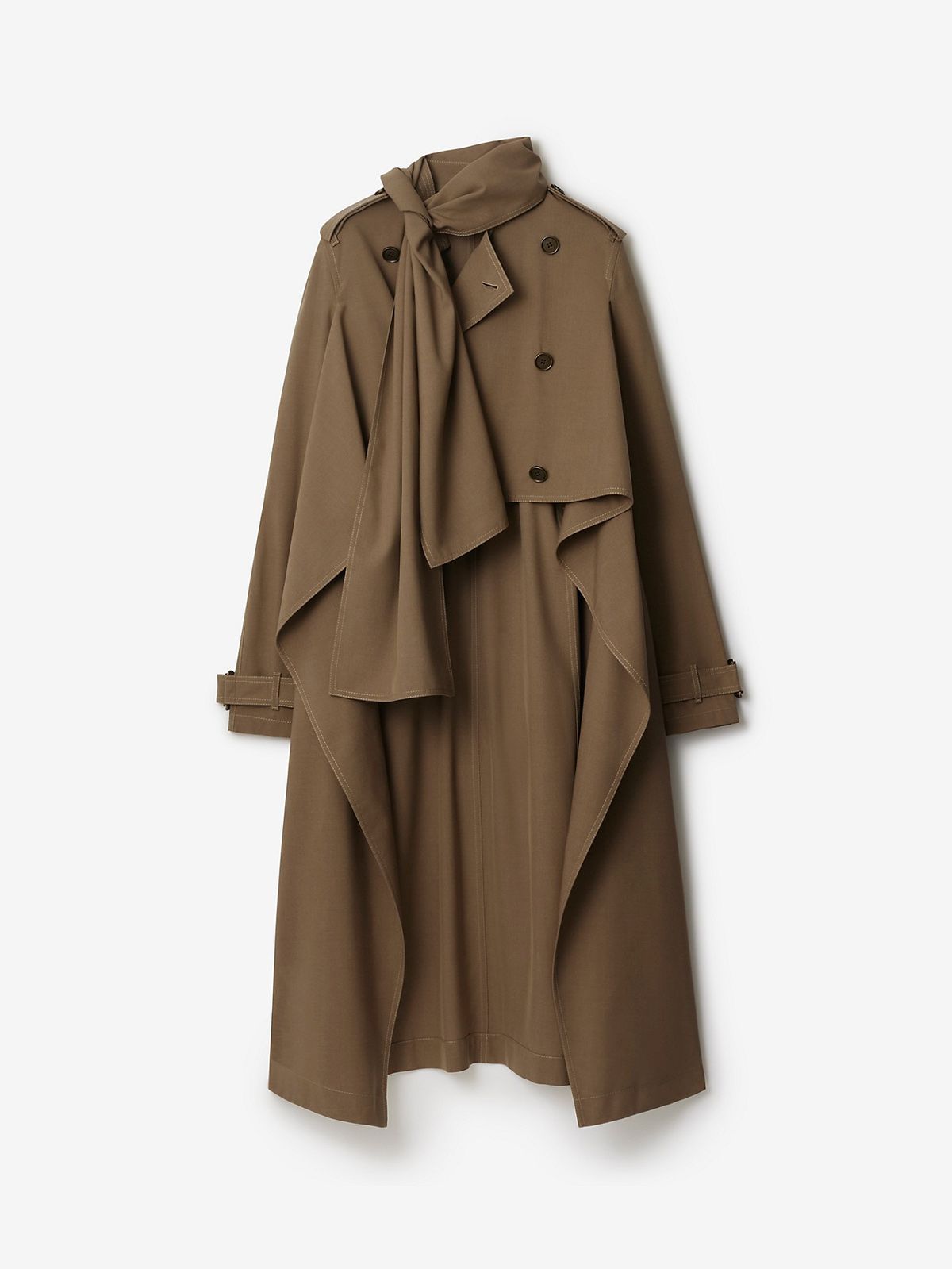Long Silk Scarf Trench Coat in Stoat - Women | Burberry® Official