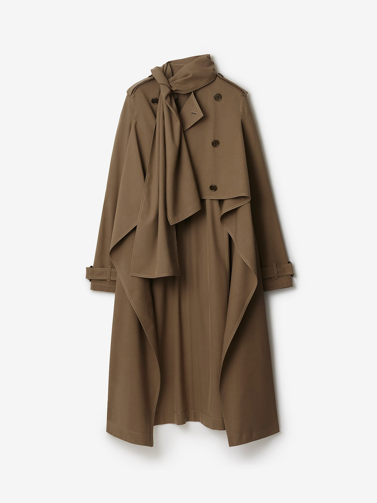 Long Silk Scarf Trench Coat in Stoat - Women | Burberry® Official