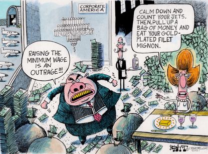 Editorial Cartoon U.S. 15 dollar minimum wage wealthy&nbsp;