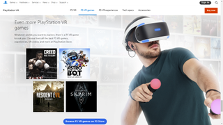 PlayStation VR Website Screenshot of VR Games Out Now