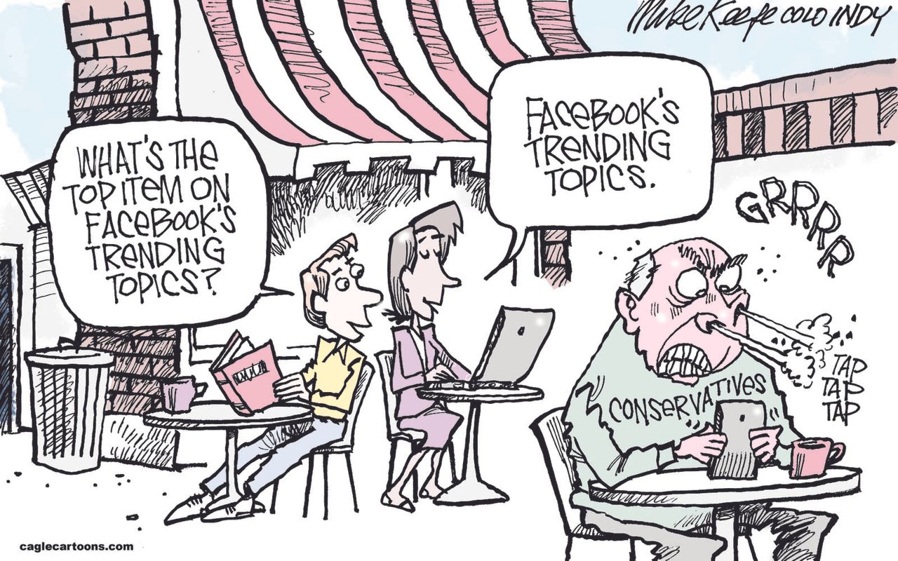 Editorial Cartoon U.S. Facebook Conservatives