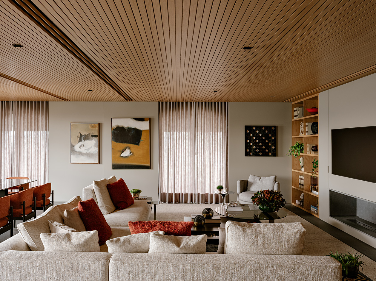 interior of Sao Paulo apartment wrapped in warm timber and with great city views
