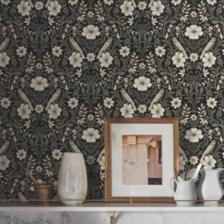 A room with floral wallpaper by Magnolia Home by Joanna Gaines