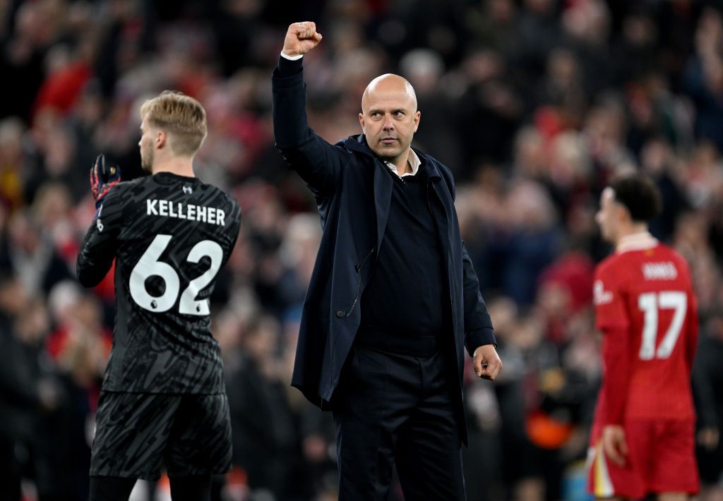 LIVERPOOL, ENGLAND - NOVEMBER 02: (THE SUN OUT, THE SUN ON SUNDAY OUT) Head coach Arne Slot of Liverpool after the Premier League match between Liverpool FC and Brighton &amp; Hove Albion FC at Anfield on November 02, 2024 in Liverpool, England. (Photo by Nick Taylor/Liverpool FC/Liverpool FC via Getty Images)