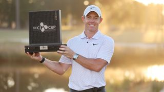 Rory McIlroy with the CJ Cup trophy on the PGA Tour