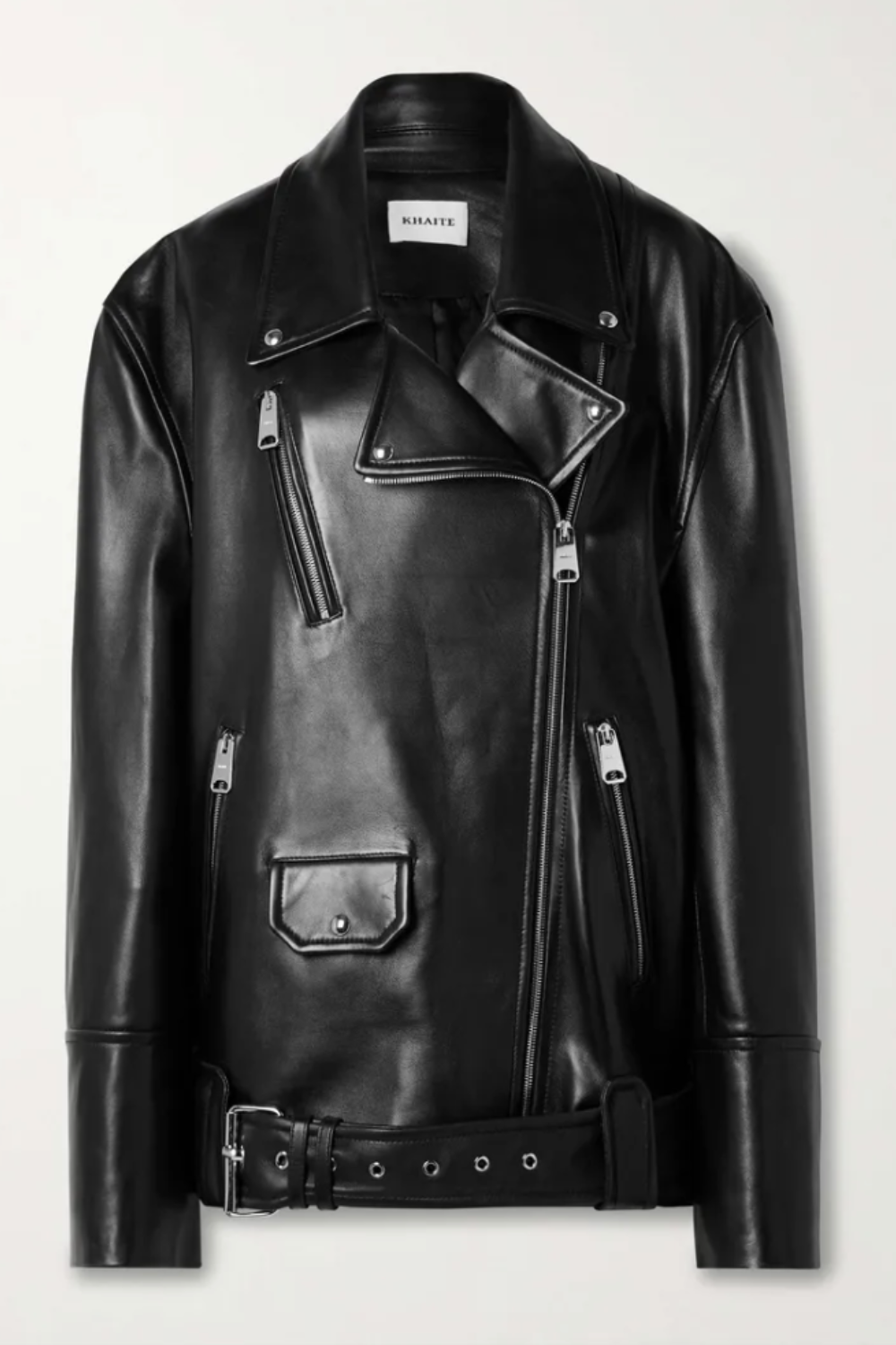 KHAITE, Hansel Oversized Belted Leather Biker Jacket