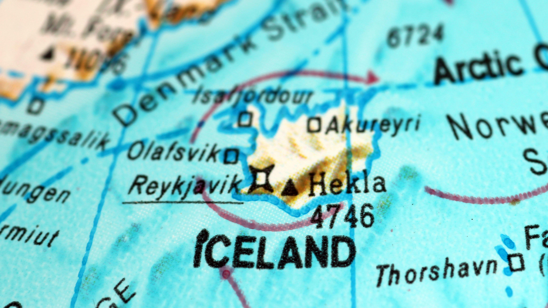 Iceland map on old atlas.