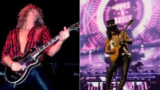 John Sykes (left) and Slash perform onstage