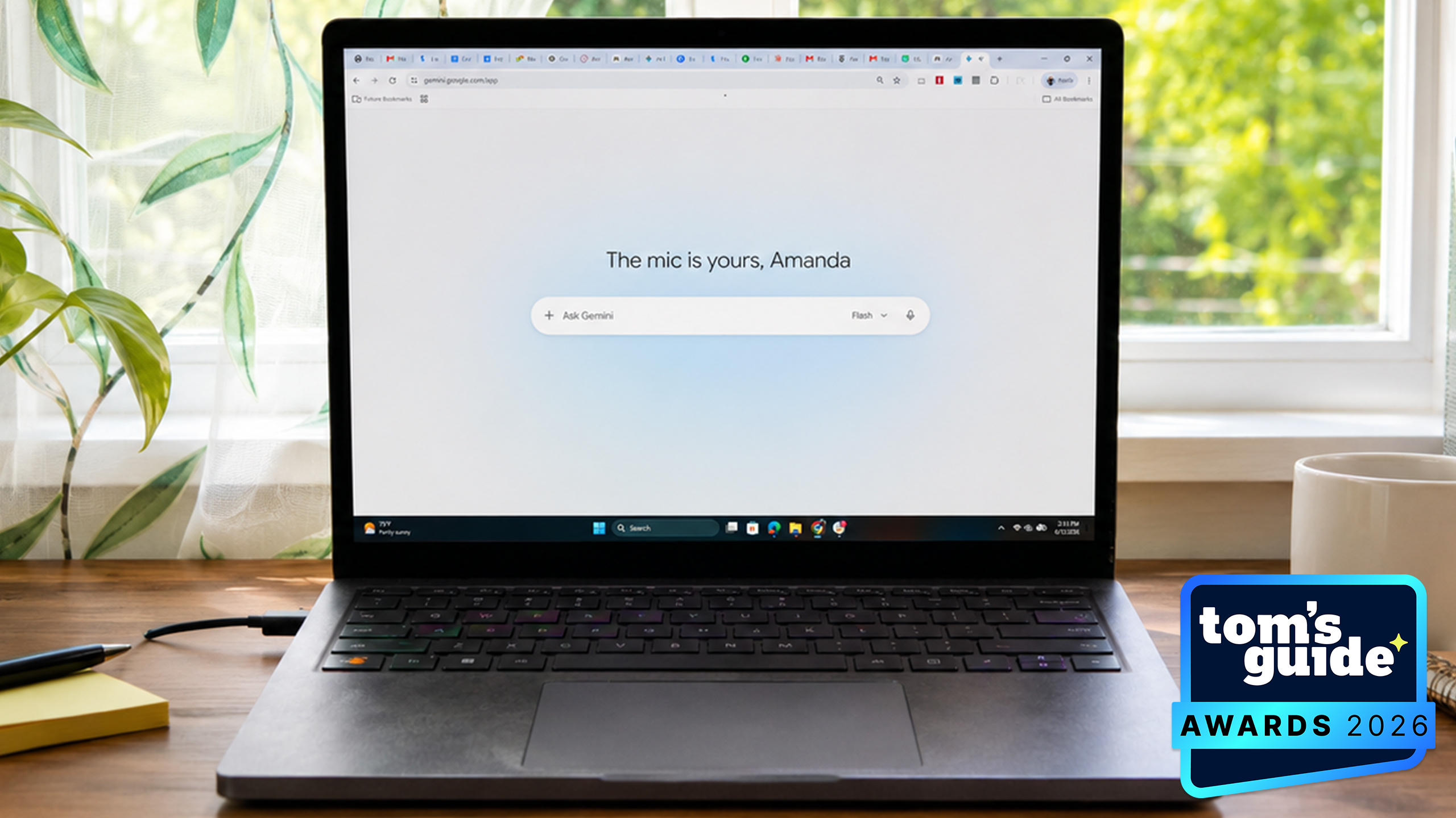 A laptop with Gemini Notebook open with a TG Awards 2026 badge