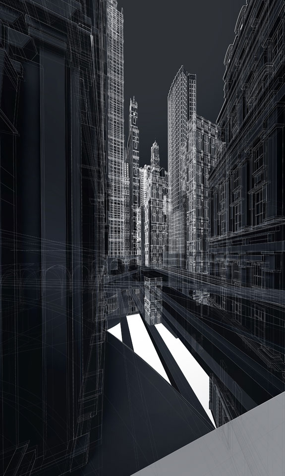 Black and white image of buildings