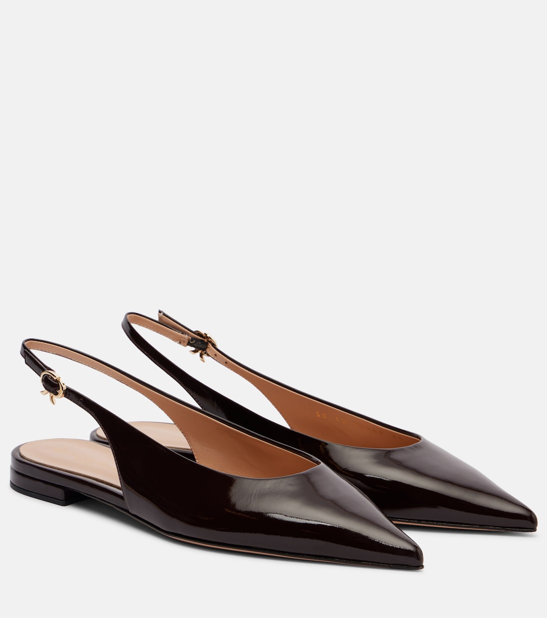 Robbie Leather Slingback Flats in Black - Gianvito Rossi