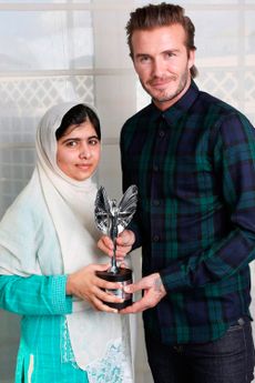 David Beckham presents Malala Yousafzai with a Pride of Britain Award