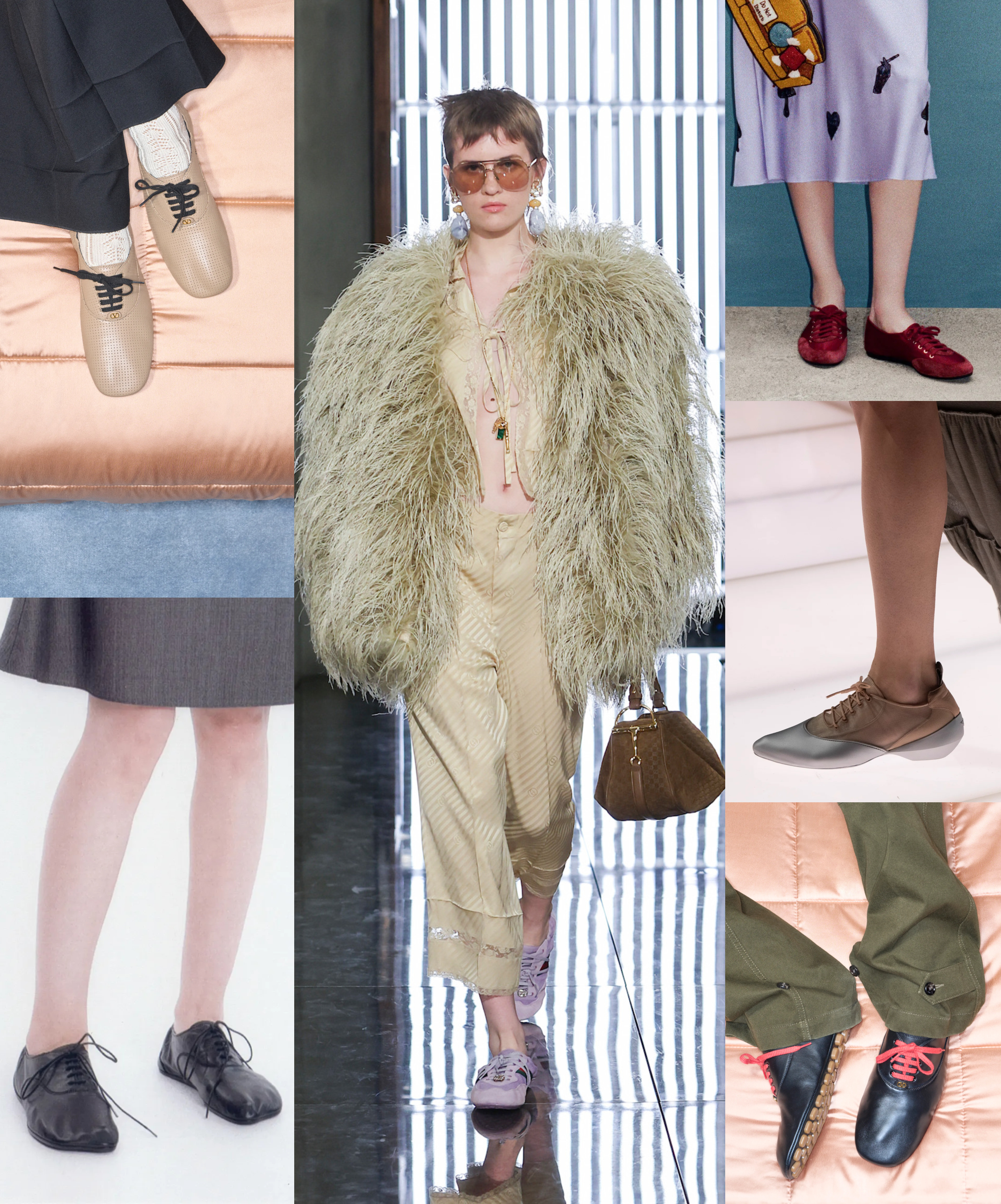 winter 2026 shoe trend of soft sneakers at Valentino, MM6 Maison Margiela, Gucci, Staud, Louis Vuitton Resort 2026