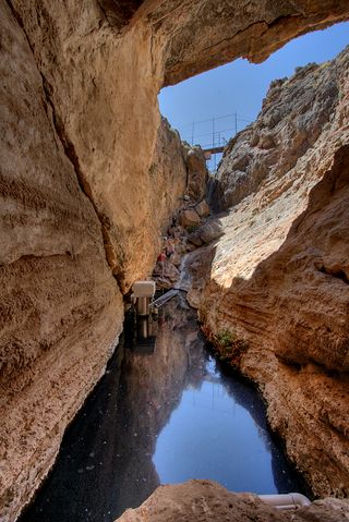 Devils Hole is a narrow limestone cavern fed by an underground aquifer.