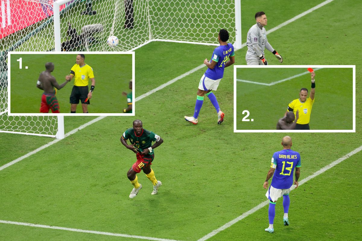 Vincent Aboubakar scores for Cameroon against Brazil