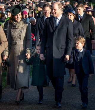 The Duke and Duchess of Cambridge with George and Charlotte on Christmas Day