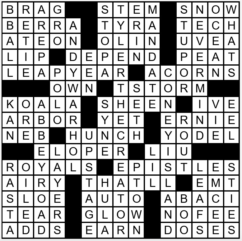 A crossword solution