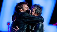 LOS ANGELES, CA - OCTOBER 27: Lou Reed and Damon Albarn of Gorillaz perform on stage with Gorillaz at the Gibson Amphitheatre on October 27, 2010 in Los Angeles California. (Photo by Paul R. Giunta/Getty Images)
