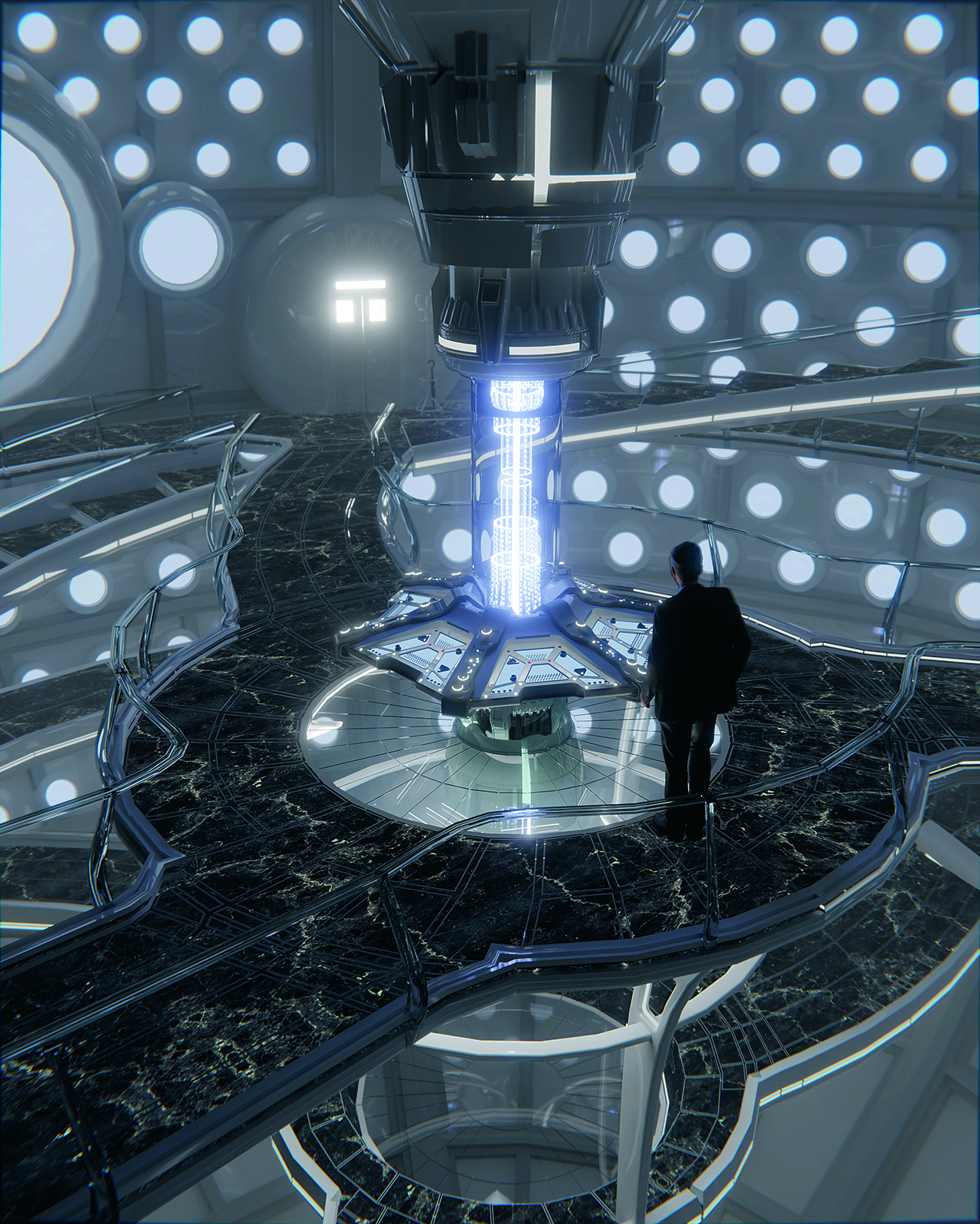 Concept art for Doctor Who showing inside of the TARDIS