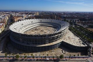 A general view of the Nou Mestalla Stadium, which is half built as Valencia struggle with a huge debt and so continue to play at the old Estadio Mestalla on September 29, 2010 in Valencia, Spain.