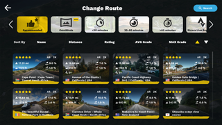 Rouvy route selection screen