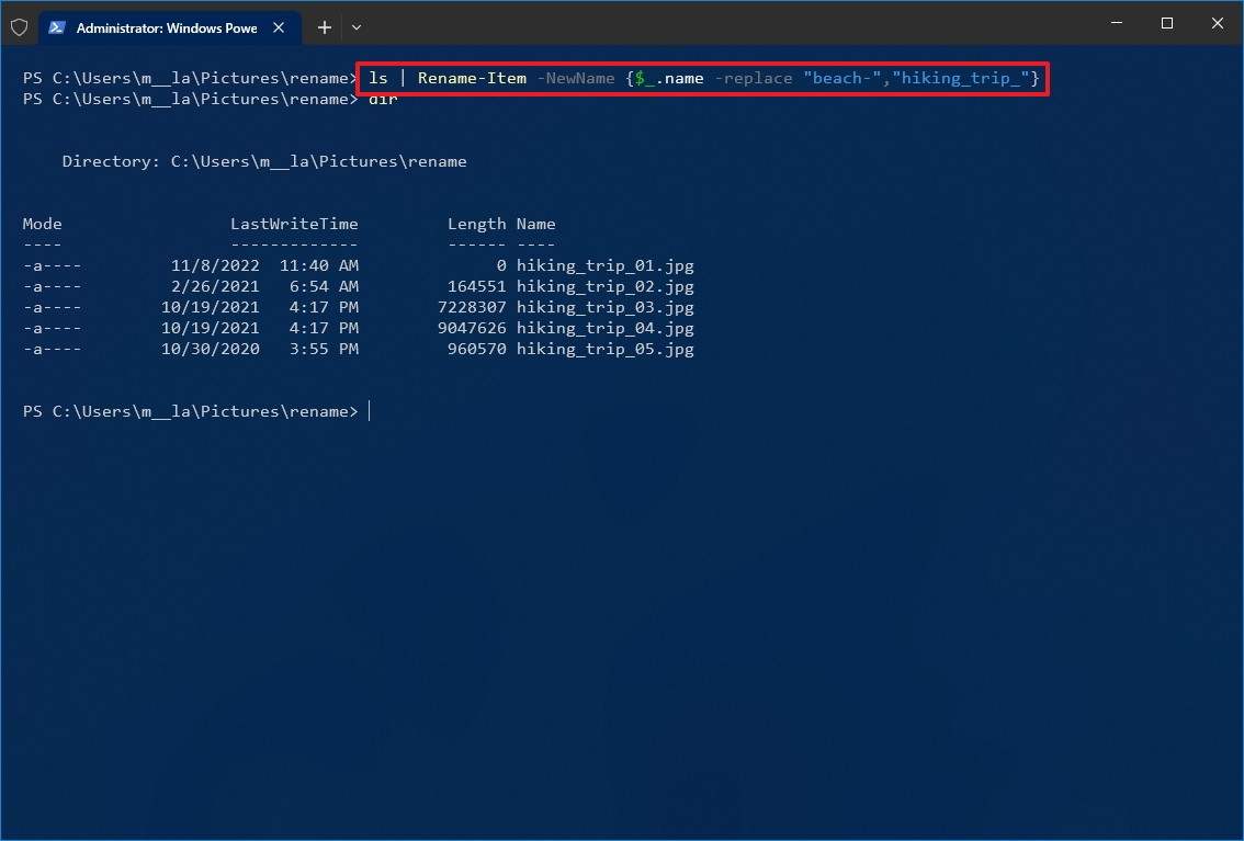 PowerShell rename part of file name