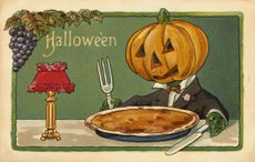 Halloween pumpkin postcard